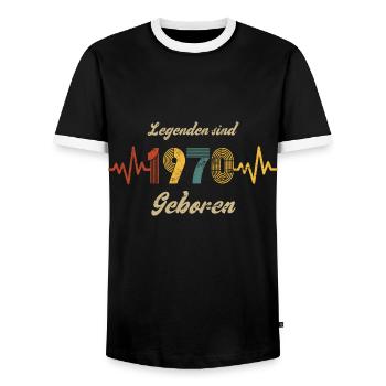 Geburtstag Baujahr 1970 Vintage Retro Spruch - Männer Kontrast-T-Shirt - Schwarz/Weiß - Vorne - AI Model Female 172 light (172cm) & AI Model Male 178 light (178cm)