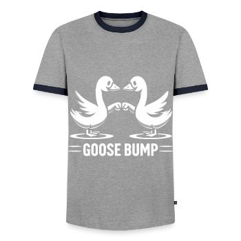 Chair de poule - Amitié de l’oie - T-shirt contrasté Homme - gris/marine  - Devant - AI Model Female 172 light (172cm) & AI Model Male 178 light (178cm)
