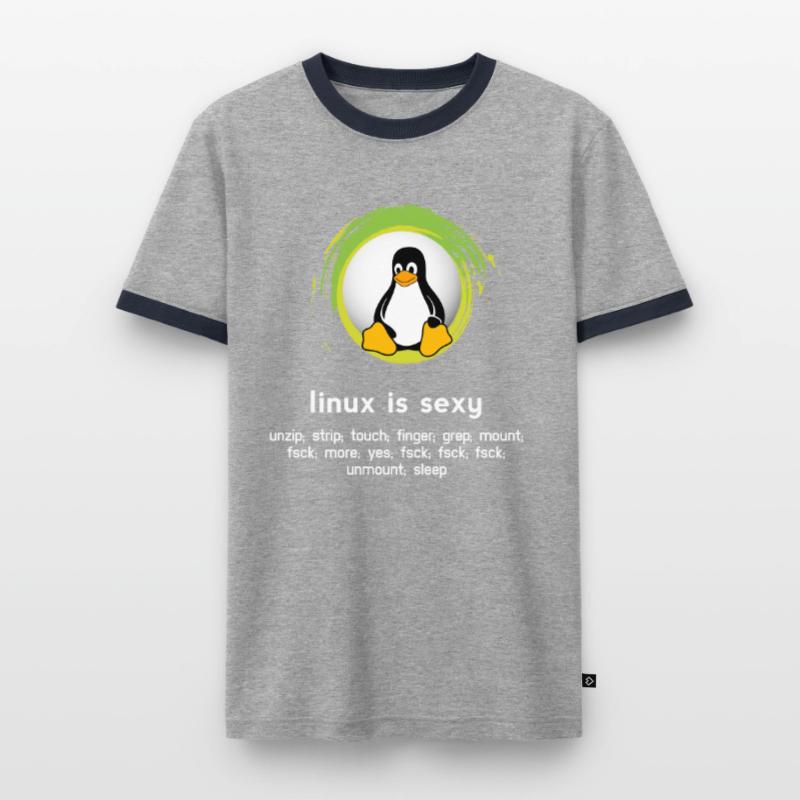 Computer System Pinguin Nerd pc inside code admin Männer Kontrast-T-Shirt