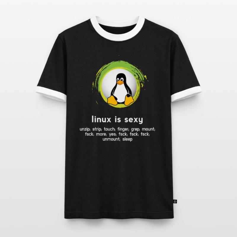 Computer System Pinguin Nerd pc inside code admin Männer Kontrast-T-Shirt