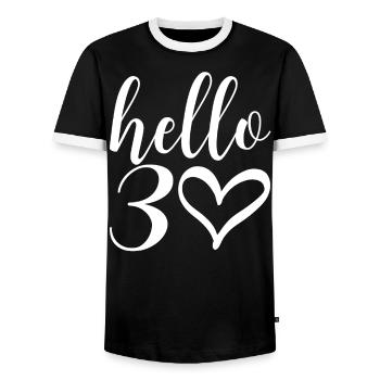30. Geburtstag Tank Women Hallo - Männer Kontrast-T-Shirt - Schwarz/Weiß - Vorne - AI Model Female 172 light (172cm) & AI Model Male 178 light (178cm)
