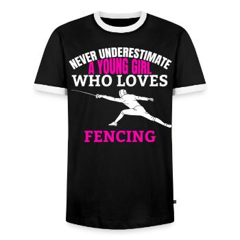 Fechten Spruch Frau Mädchen Fechterin Kampfsport - Männer Kontrast-T-Shirt - Schwarz/Weiß - Vorne - AI Model Female 172 light (172cm) & AI Model Male 178 light (178cm)