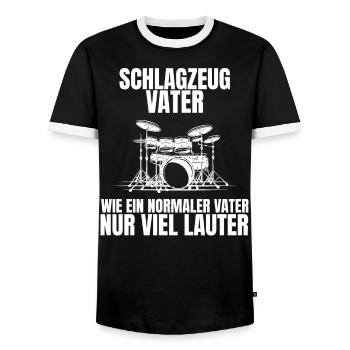 Schlagzeug Vater Musik Schlagzeuger Papa Musiker - Männer Kontrast-T-Shirt - Schwarz/Weiß - Vorne - AI Model Female 172 light (172cm) & AI Model Male 178 light (178cm)