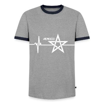 Heartbeat Morocco Moroccan Star - Men's Ringer Shirt - grey/navy  - Front - AI Model Female 172 light (172cm) & AI Model Male 178 light (178cm)