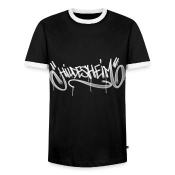 Hildesheim Graffiti Tag Design - T-shirt contrasté Homme - noir/blanc - Devant - AI Model Female 172 light (172cm) & AI Model Male 178 light (178cm)
