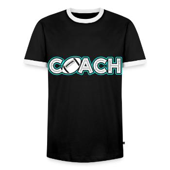 Football Football Coach - Men's Ringer Shirt - black/white - Front - AI Model Female 172 light (172cm) & AI Model Male 178 light (178cm)