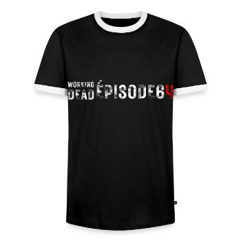 Pension reform Demonstration - Men's Ringer Shirt - black/white - Front - AI Model Female 172 light (172cm) & AI Model Male 178 light (178cm)