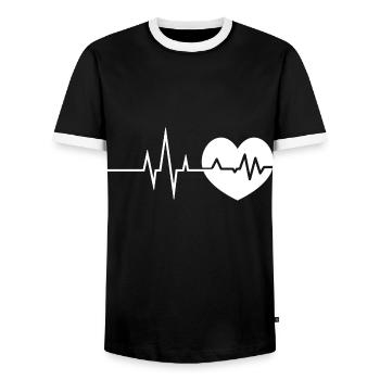 Herzschlag - Heartbeat / Heart - Love - Männer Kontrast-T-Shirt - Schwarz/Weiß - Vorne - AI Model Female 172 light (172cm) & AI Model Male 178 light (178cm)