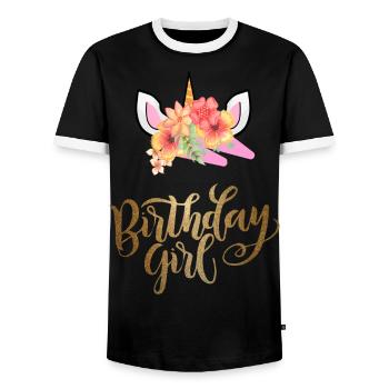 Geburtstags Mädchen Einhorn Glitzer Girl Shirt - Männer Kontrast-T-Shirt - Schwarz/Weiß - Vorne - AI Model Female 172 light (172cm) & AI Model Male 178 light (178cm)