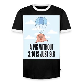 A Pig without 3.14 - Pi Geschenk Idee - Männer Kontrast-T-Shirt - Schwarz/Weiß - Vorne - AI Model Female 172 light (172cm) & AI Model Male 178 light (178cm)