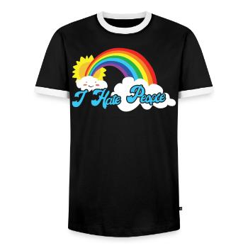 Cute Cloud - I hate people - Men's Ringer Shirt - black/white - Front - AI Model Female 172 light (172cm) & AI Model Male 178 light (178cm)