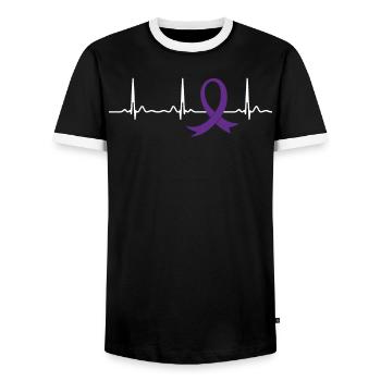 ECG Épilepsie Pouls cardiaque - T-shirt contrasté Homme - noir/blanc - Devant - AI Model Female 172 light (172cm) & AI Model Male 178 light (178cm)