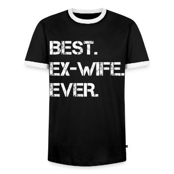 Best Ex-Wife Ever - Divorce Party - Men's Ringer Shirt - black/white - Front - AI Model Female 172 light (172cm) & AI Model Male 178 light (178cm)