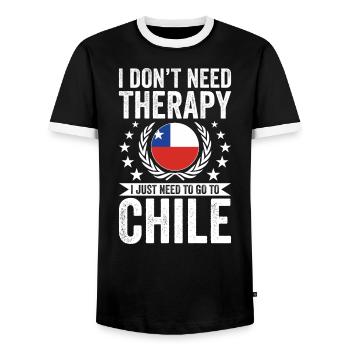 I don't need therapy, just go to Chile - Men's Ringer Shirt - black/white - Front - AI Model Female 172 light (172cm) & AI Model Male 178 light (178cm)
