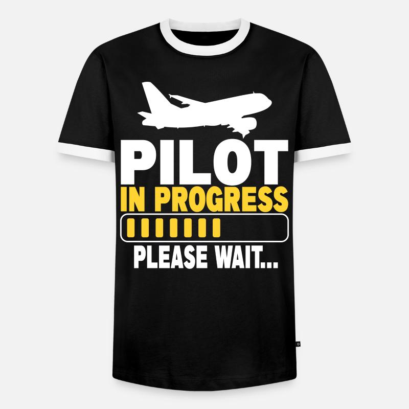 Pilot In Progress Please Wait - Men's Ringer Shirt - black/white