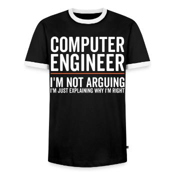 I Explain Only - Computer Engineer - Men's Ringer Shirt - black/white - Front - AI Model Female 172 light (172cm) & AI Model Male 178 light (178cm)