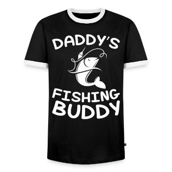 Daddy's Fishing Buddy - Kinderfischer - Männer Kontrast-T-Shirt - Schwarz/Weiß - Vorne - AI Model Female 172 light (172cm) & AI Model Male 178 light (178cm)