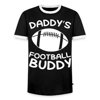 Daddy's Football Buddy - Children's Football - Men's Ringer Shirt - black/white - Front - AI Model Female 172 light (172cm) & AI Model Male 178 light (178cm)