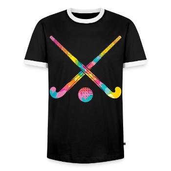 Hippie - Tie Dye Hockey sur gazon - T-shirt contrasté Homme - noir/blanc - Devant - AI Model Female 172 light (172cm) & AI Model Male 178 light (178cm)