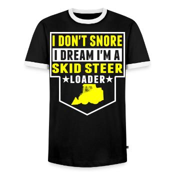 I Don't Snore, Dreams In Skid Steer Loader - Men's Ringer Shirt - black/white - Front - AI Model Female 172 light (172cm) & AI Model Male 178 light (178cm)