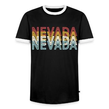 US 70er Retro State Vintage Nevada - Männer Kontrast-T-Shirt - Schwarz/Weiß - Vorne - AI Model Female 172 light (172cm) & AI Model Male 178 light (178cm)