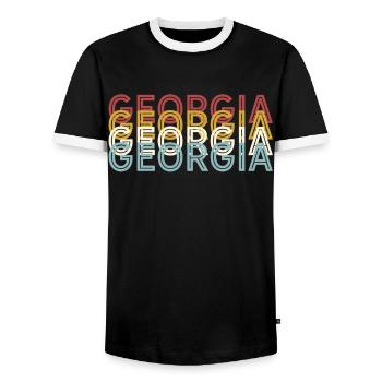 US 70er Retro State Vintage Georgia - Männer Kontrast-T-Shirt - Schwarz/Weiß - Vorne - AI Model Female 172 light (172cm) & AI Model Male 178 light (178cm)
