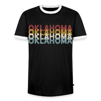 US 70er Retro State Vintage Oklahoma - Männer Kontrast-T-Shirt - Schwarz/Weiß - Vorne - AI Model Female 172 light (172cm) & AI Model Male 178 light (178cm)