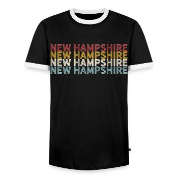 US 70s Retro State Vintage New Hampshire - Men's Ringer Shirt - black/white - Front - AI Model Female 172 light (172cm) & AI Model Male 178 light (178cm)