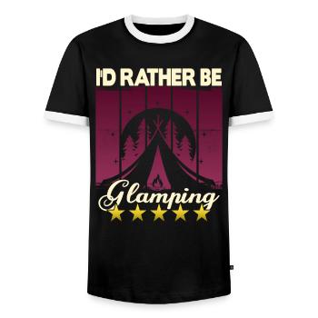 I'd rather be Glamping - Männer Kontrast-T-Shirt - Schwarz/Weiß - Vorne - AI Model Female 172 light (172cm) & AI Model Male 178 light (178cm)