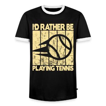 Je préfère jouer au tennis - T-shirt contrasté Homme - noir/blanc - Devant - AI Model Female 172 light (172cm) & AI Model Male 178 light (178cm)