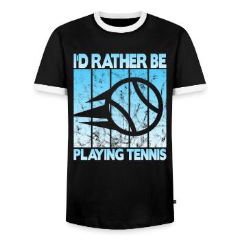 Je préfère jouer au tennis - T-shirt contrasté Homme - noir/blanc - Devant - AI Model Female 172 light (172cm) & AI Model Male 178 light (178cm)