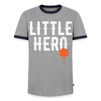 Little Hero - Sweet Toy Balloon - Men's Ringer Shirt - grey/navy  - Front - AI Model Female 172 light (172cm) & AI Model Male 178 light (178cm)