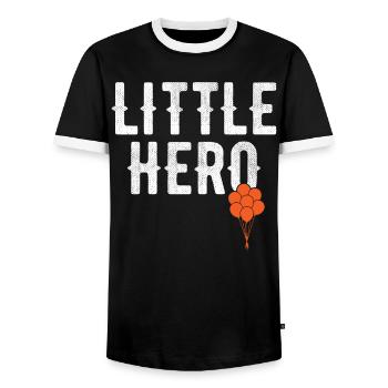 Little Hero - Sweet Toy Balloon - Men's Ringer Shirt - black/white - Front - AI Model Female 172 light (172cm) & AI Model Male 178 light (178cm)