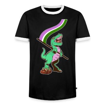 Drapeau LGBTQ - Dinosaur Genderqueer - T-shirt contrasté Homme - noir/blanc - Devant - AI Model Female 172 light (172cm) & AI Model Male 178 light (178cm)