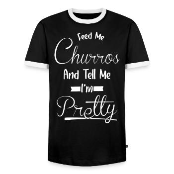 Dis-moi, je suis jolie - Food Churros - T-shirt contrasté Homme - noir/blanc - Devant - AI Model Female 172 light (172cm) & AI Model Male 178 light (178cm)