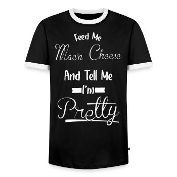 Dis-moi, je suis jolie - Food Mac’n’Cheese - T-shirt contrasté Homme - noir/blanc - Devant - AI Model Female 172 light (172cm) & AI Model Male 178 light (178cm)