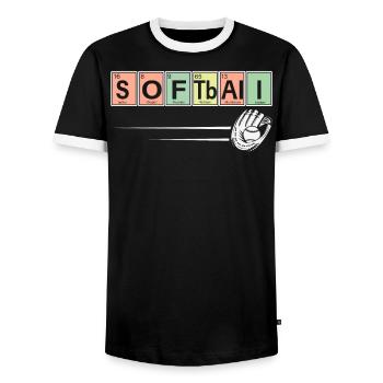 Softball-Spieler-Sport-Chemie - Männer Kontrast-T-Shirt - Schwarz/Weiß - Vorne - AI Model Female 172 light (172cm) & AI Model Male 178 light (178cm)