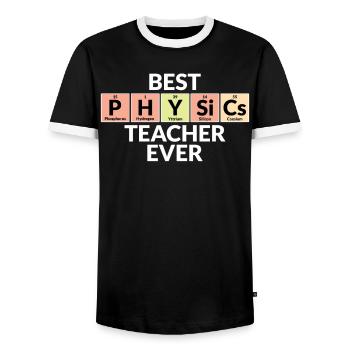 Meilleur professeur de physique de tous les temps - T-shirt contrasté Homme - noir/blanc - Devant - AI Model Female 172 light (172cm) & AI Model Male 178 light (178cm)