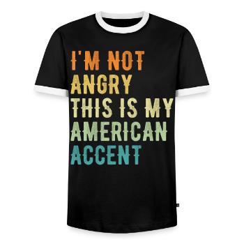 Je ne suis pas méchant, mon accent américain - T-shirt contrasté Homme - noir/blanc - Devant - AI Model Female 172 light (172cm) & AI Model Male 178 light (178cm)