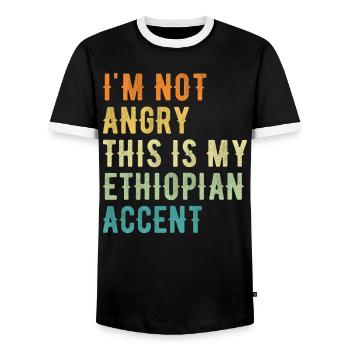 I'm not evil, my Ethiopian accent - Men's Ringer Shirt - black/white - Front - AI Model Female 172 light (172cm) & AI Model Male 178 light (178cm)