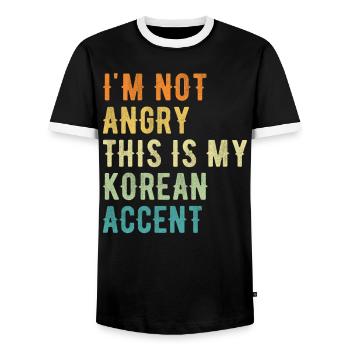 I'm not evil, my Japanese accent - Men's Ringer Shirt - black/white - Front - AI Model Female 172 light (172cm) & AI Model Male 178 light (178cm)