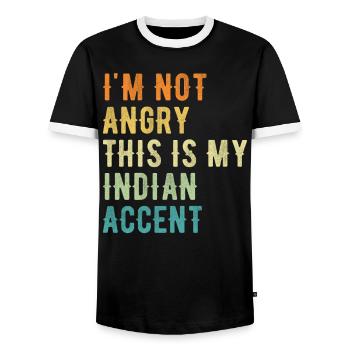 Je ne suis pas en colère contre mon accent indien - T-shirt contrasté Homme - noir/blanc - Devant - AI Model Female 172 light (172cm) & AI Model Male 178 light (178cm)
