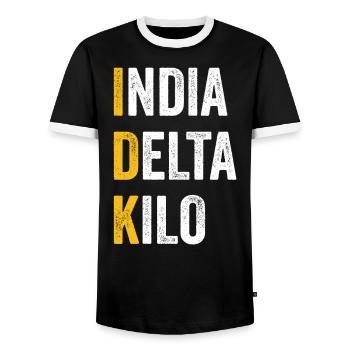 Computer-Chat India Delta Kilo - IDK - Männer Kontrast-T-Shirt - Schwarz/Weiß - Vorne - AI Model Female 172 light (172cm) & AI Model Male 178 light (178cm)