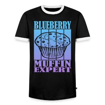 Expert en muffins aux bleuets - T-shirt contrasté Homme - noir/blanc - Devant - AI Model Female 172 light (172cm) & AI Model Male 178 light (178cm)