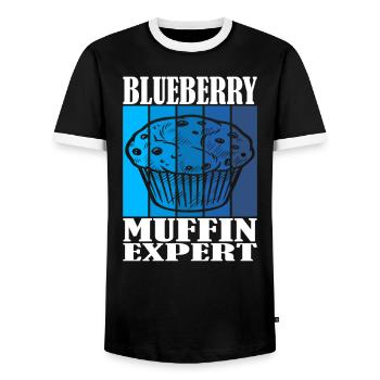 Expert en muffins aux bleuets - T-shirt contrasté Homme - noir/blanc - Devant - AI Model Female 172 light (172cm) & AI Model Male 178 light (178cm)