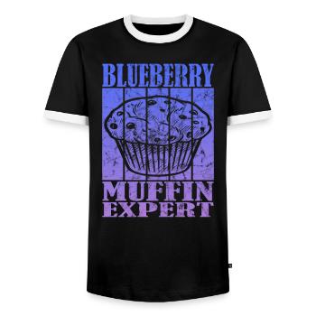 Expert en muffins aux bleuets - T-shirt contrasté Homme - noir/blanc - Devant - AI Model Female 172 light (172cm) & AI Model Male 178 light (178cm)