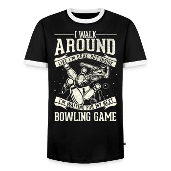 I'm going okay - bowling - Men's Ringer Shirt - black/white - Front - AI Model Female 172 light (172cm) & AI Model Male 178 light (178cm)