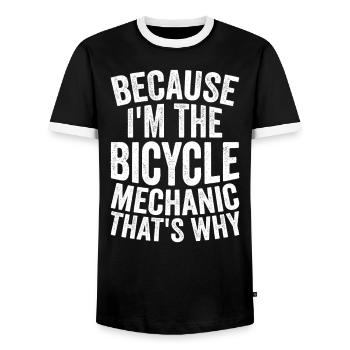 Craft - Because I am the bicycle mechanic - Men's Ringer Shirt - black/white - Front - AI Model Female 172 light (172cm) & AI Model Male 178 light (178cm)