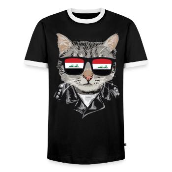 Katzen -Irak -Flagge Sonnenbrille - Männer Kontrast-T-Shirt - Schwarz/Weiß - Vorne - AI Model Female 172 light (172cm) & AI Model Male 178 light (178cm)