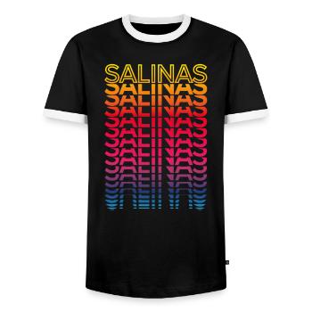 Retro Nostalgisch USA Stadt - Regenbogen Salinas - Männer Kontrast-T-Shirt - Schwarz/Weiß - Vorne - AI Model Female 172 light (172cm) & AI Model Male 178 light (178cm)